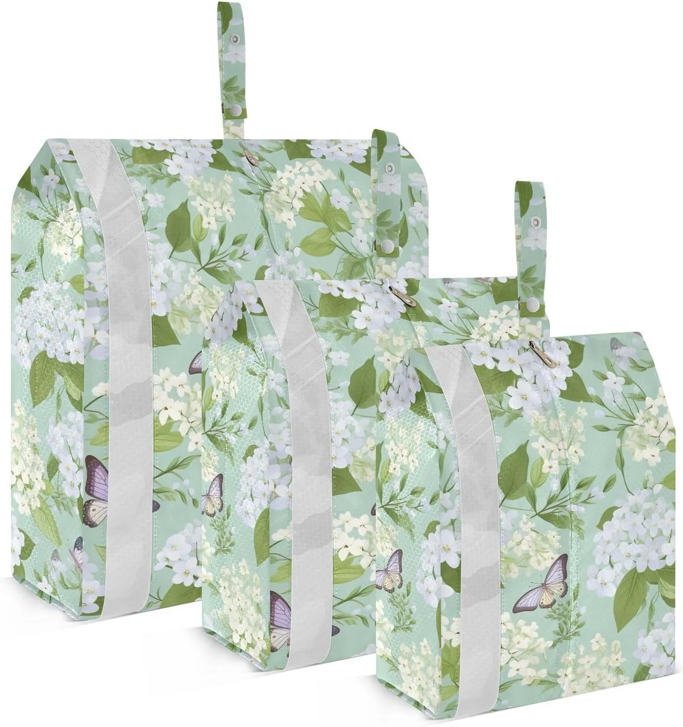 Blue Flowers Purple Butterflies Packing Cubes for Travel 3 Set Travel Compression Bags Luggage Cubes for Suitcases