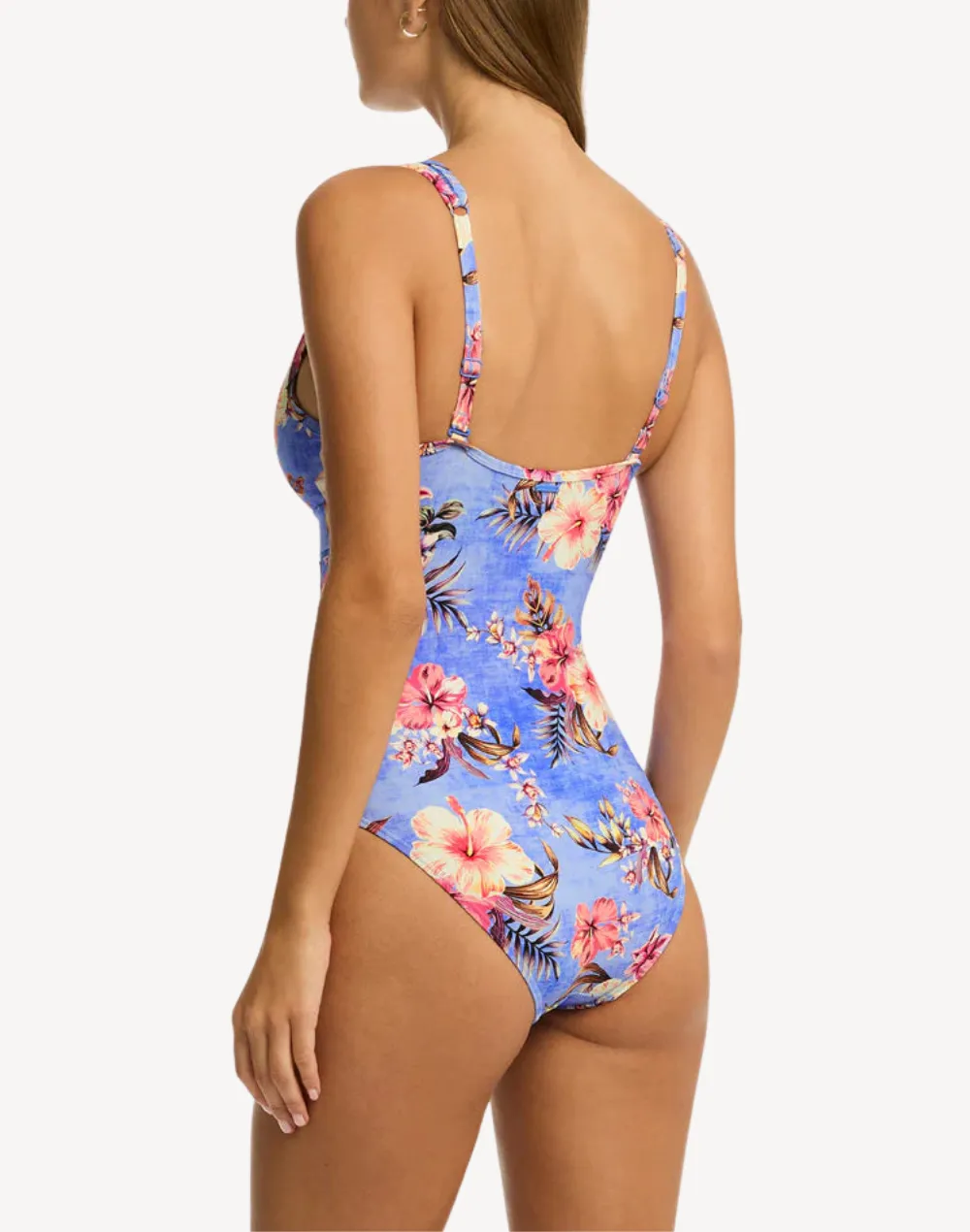 Blue Hawaii Spliced One Piece Swimsuit