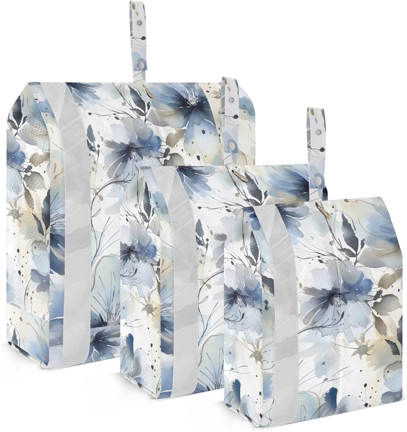 Blue Hibiscus Watercolor Packing Cubes for Travel 3 Set Compressible Packing Cubes Suitcase Organizer for Luggage