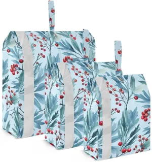 Blue Holly Pine Twig Berry Packing Cubes for Travel 3 Set Packing Bags Suitcase Organizer Bags for Travel Compression