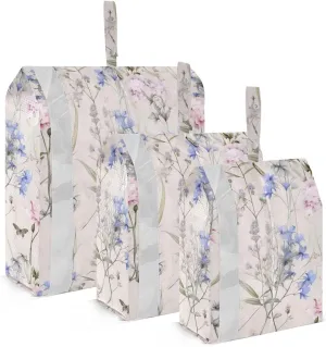Blue Pink Flowers Butterflies Packing Cubes for Travel 3 Set Compression Bag Luggage Organizers for Travel Essentials