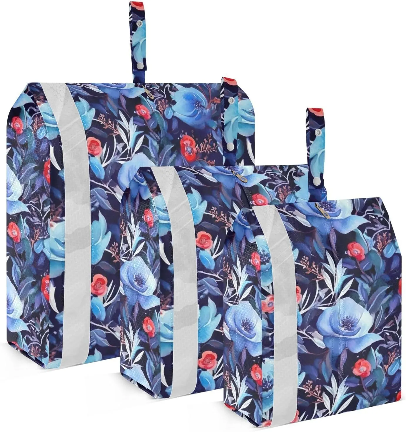 Blue Purple Flowers Red Packing Cubes for Travel 3 Set Travel Organizer Bags Luggage Accessories for Packing Compression