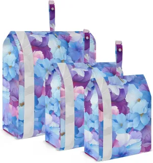 Blue Puurple Flowers Packing Cubes for Travel 3 Set Packing Cubes Large Luggage Bags for Luggage