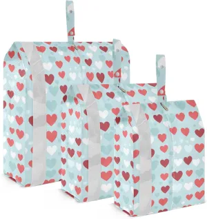 Blue Red Hearts Love Packing Cubes for Travel 3 Set Packing Cubes Compression Luggage Packing Organizers for Packing Compression