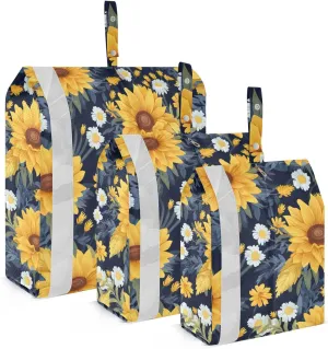 Blue Sunflowers Leaves Packing Cubes for Travel 3 Set Compressible Packing Cubes Luggage Bags Organizer for Vacation Clothes
