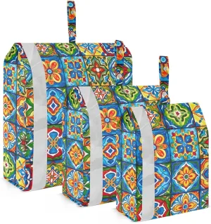 Blue Talaveras Flower Packing Cubes for Travel 3 Set Packing Essentials Luggage Cubes for Carry On