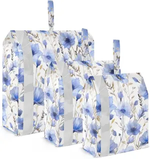 Blue Wildflowers Floral Flower Packing Cubes for Travel 3 Set Packing Cubes Compression Luggage Organizers for Packing Compression