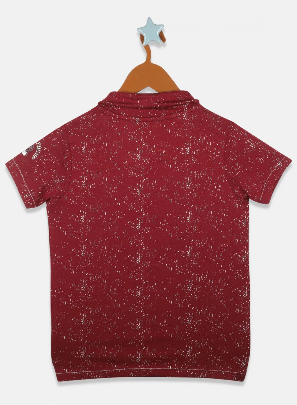 Boys Maroon Printed T-Shirts