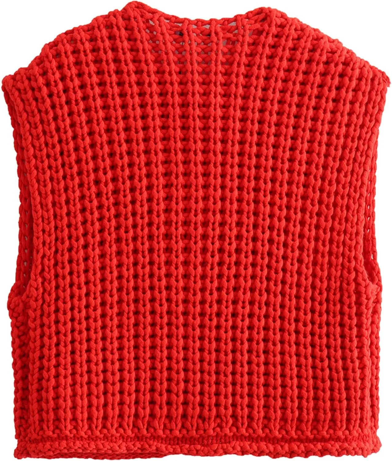 Bozanly Womens Chunky Knit Sweater Vest Cute Button Down Sleeveless Crop Crochet Cardigan Vest 2025