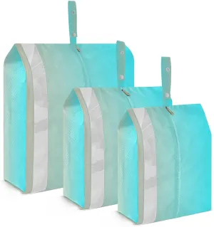 Bright Teal Gradient Packing Cubes for Travel 3 Set Compression Bag Suitcase Organizer Bags Set for Carry On