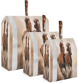 Brown Horse Run Packing Cubes for Travel 3 Set Travel Compression Bags Luggage Bags for Carry On Suitcases