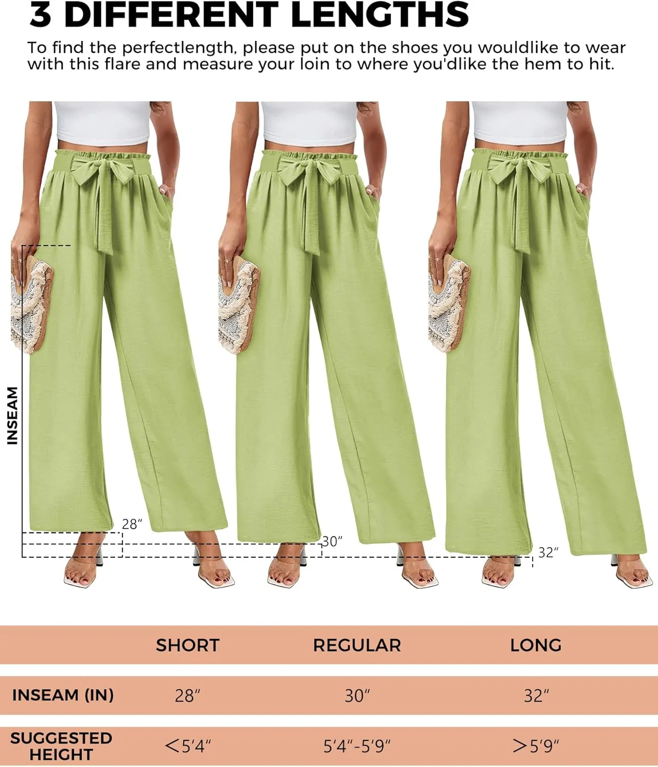 Buauty Wide Leg Palazzo Pants Woman with Pockets High Waist Pant Adjustable Knot Loose Trousers Business Casual Work Pants