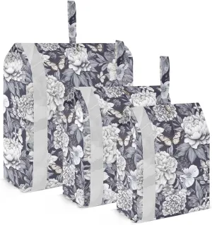 Butterflies Flower Gray Packing Cubes for Travel 3 Set Compressible Packing Cubes Suitcase Organizer Bags for Woman Man