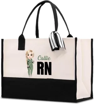 callie Personalized Nurse Bags for work, Custom Cartoon Character with Text on Waterproof Nurse Tote Bag, Mothers Day Gifts Birthday Gifts for Nurse Medical Staff