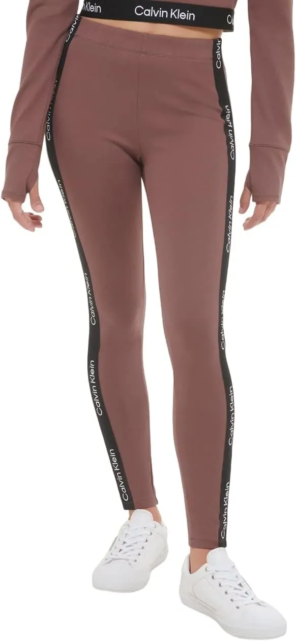 Calvin Klein Performance Women's High Waisted Logo Leggings, Terre, Large