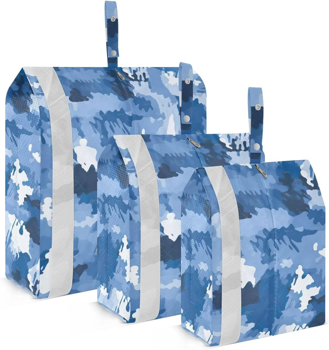 Camo Blue Trendy Packing Cubes for Travel 3 Set Packing Cubes Compression Luggage Packing Organizers for Carry On Suitcases