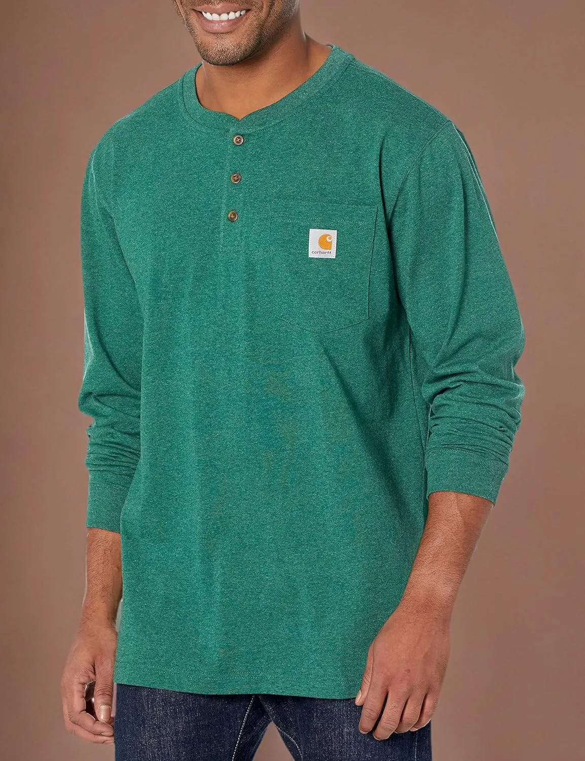 Carhartt Men's Loose Fit Heavyweight Long-Sleeve Pocket Henley T-Shirt