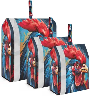 Cartoon Rooster Packing Cubes for Travel 3 Set Compression Travel Cubes Luggage Cubes for Woman Man