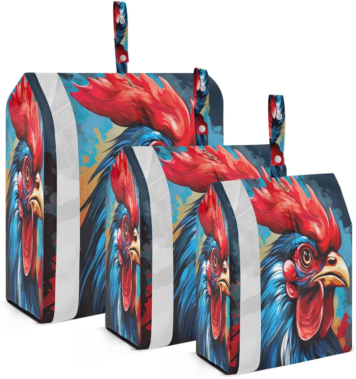 Cartoon Rooster Packing Cubes for Travel 3 Set Compression Travel Cubes Luggage Cubes for Woman Man