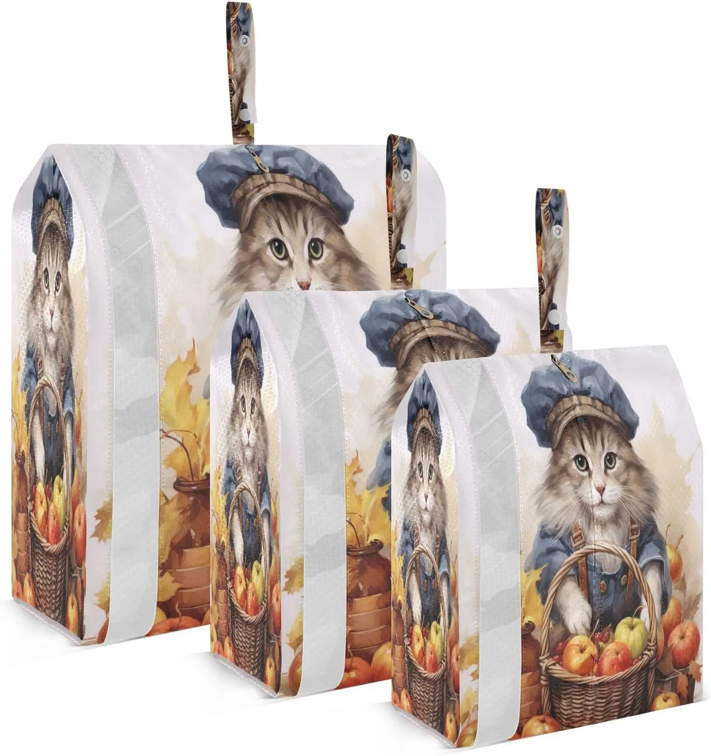 Cat Fall Cute Packing Cubes for Travel 3 Set Compression Travel Bags Suitcase Organizer Bags Set for Woman Man