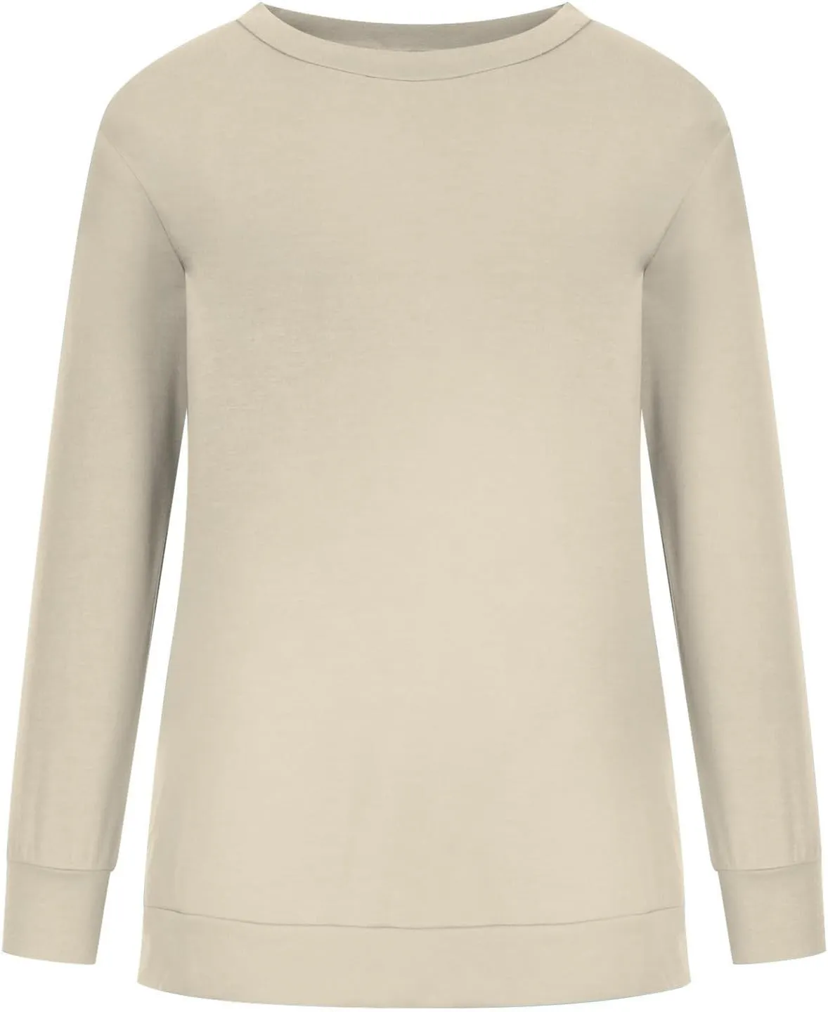 Ceboyel Womens Long Sleeve Shirts 2023 Solid Color Crew Neck Sweatshirts Loose Fit Pullover Tops Trendy Casual Fall Clothes