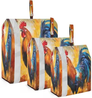 Colored Rooster Packing Cubes for Travel 3 Set Compression Bag Suitcase Organizer Bags for Luggage