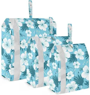 Colorful Blue Flower Palm Packing Cubes for Travel 3 Set Luggage Packing Cubes Suitcase Organizer Bags for Vacation Clothes