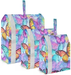 Colorful Butterflies Packing Cubes for Travel 3 Set Compressible Packing Cubes Luggage Bags Organizer for Travel Compression