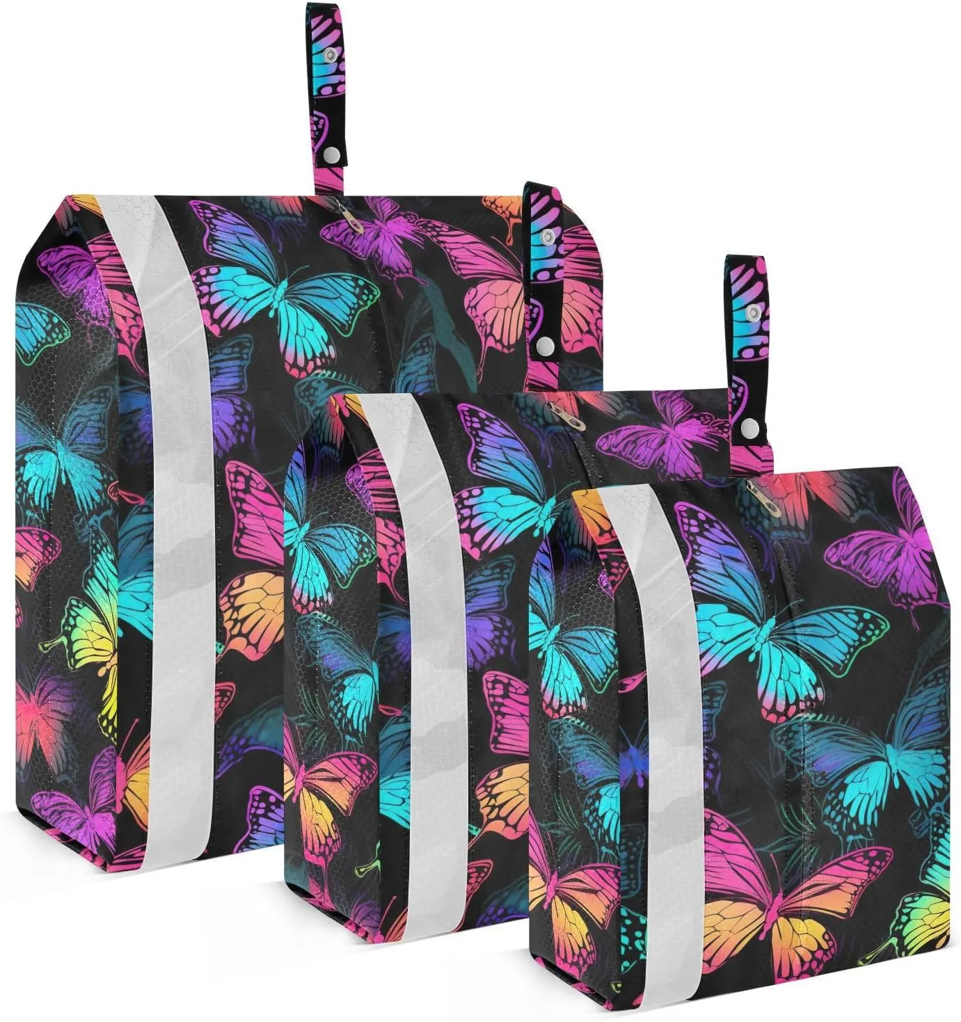 Colorful Butterflies Packing Cubes for Travel 3 Set Compression Cubes Suitcase Organizer Bags for Packing Compression