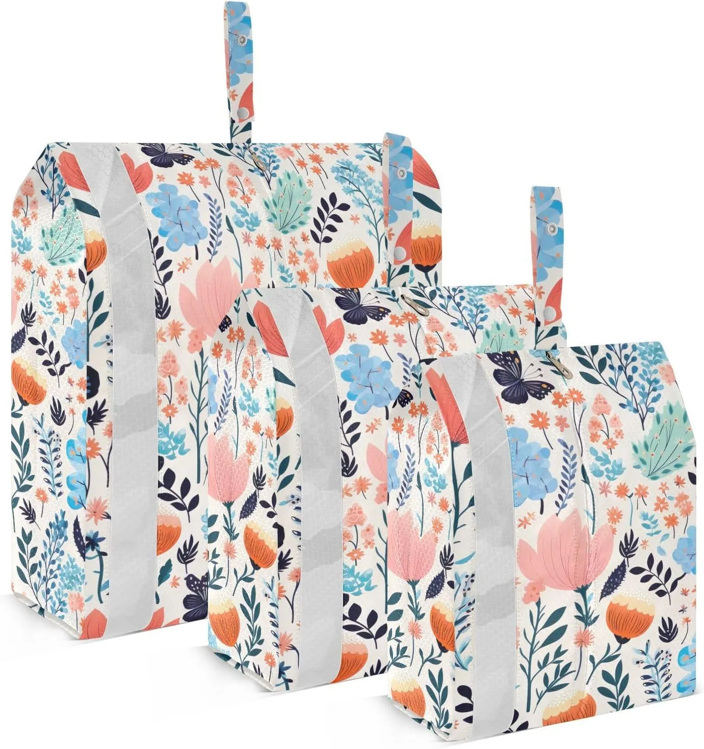 Colorful Flower Butterflies Packing Cubes for Travel 3 Set Compression Bag Suitcase Organizer Bags for Luggage