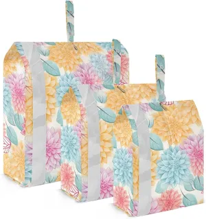Colorful Flowers Packing Cubes for Travel 3 Set Travel Bags Organizer Luggage Packing Organizers for Travel Accessories