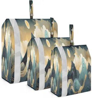 Colorful Mountain Sun Landscape Packing Cubes for Travel 3 Set Compression Travel Bags Luggage Packing Organizers for Travel Compression