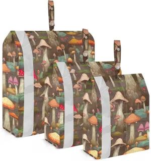 Colorful Mushroom Leaves Packing Cubes for Travel 3 Set Compression Packing Cube Suitcase Organizer Bags Set for Travel Essentials