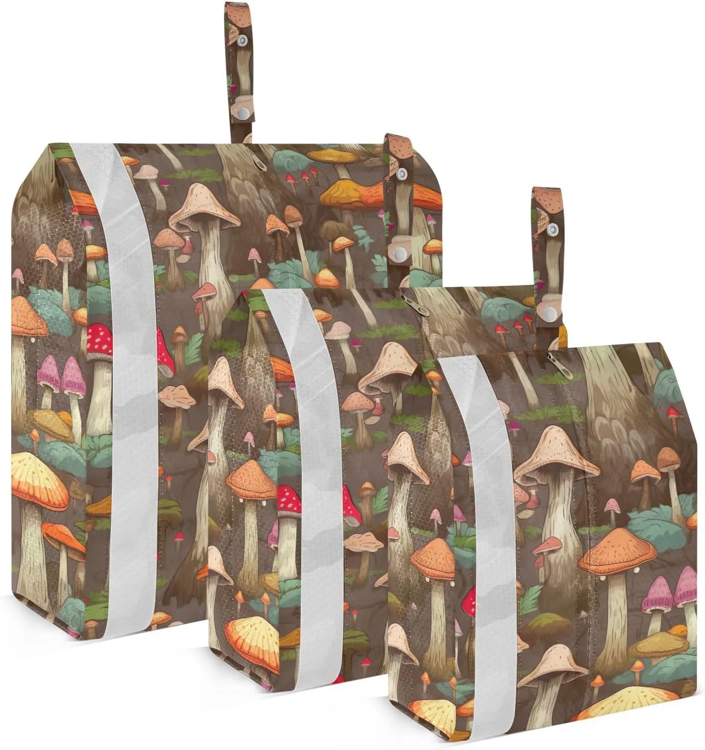 Colorful Mushroom Leaves Packing Cubes for Travel 3 Set Compression Packing Cube Suitcase Organizer Bags Set for Travel Essentials