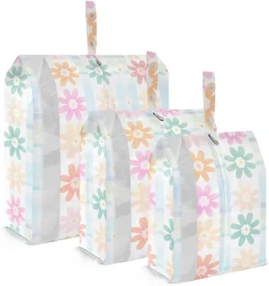 Colorful Plaid Flower Packing Cubes for Travel 3 Set Packing Cubes Compression Suitcase Organizer Bags for Travel Accessories