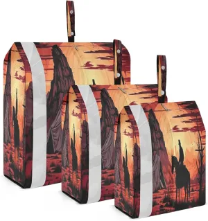 Colorful Sunset Cowboy Desert Packing Cubes for Travel 3 Set Compression Packing Cube Suitcase Organizer for Woman Man