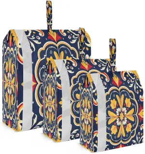 Colorful Tile Packing Cubes for Travel 3 Set Compression Travel Cubes Luggage Organizer Bags for Suitcases