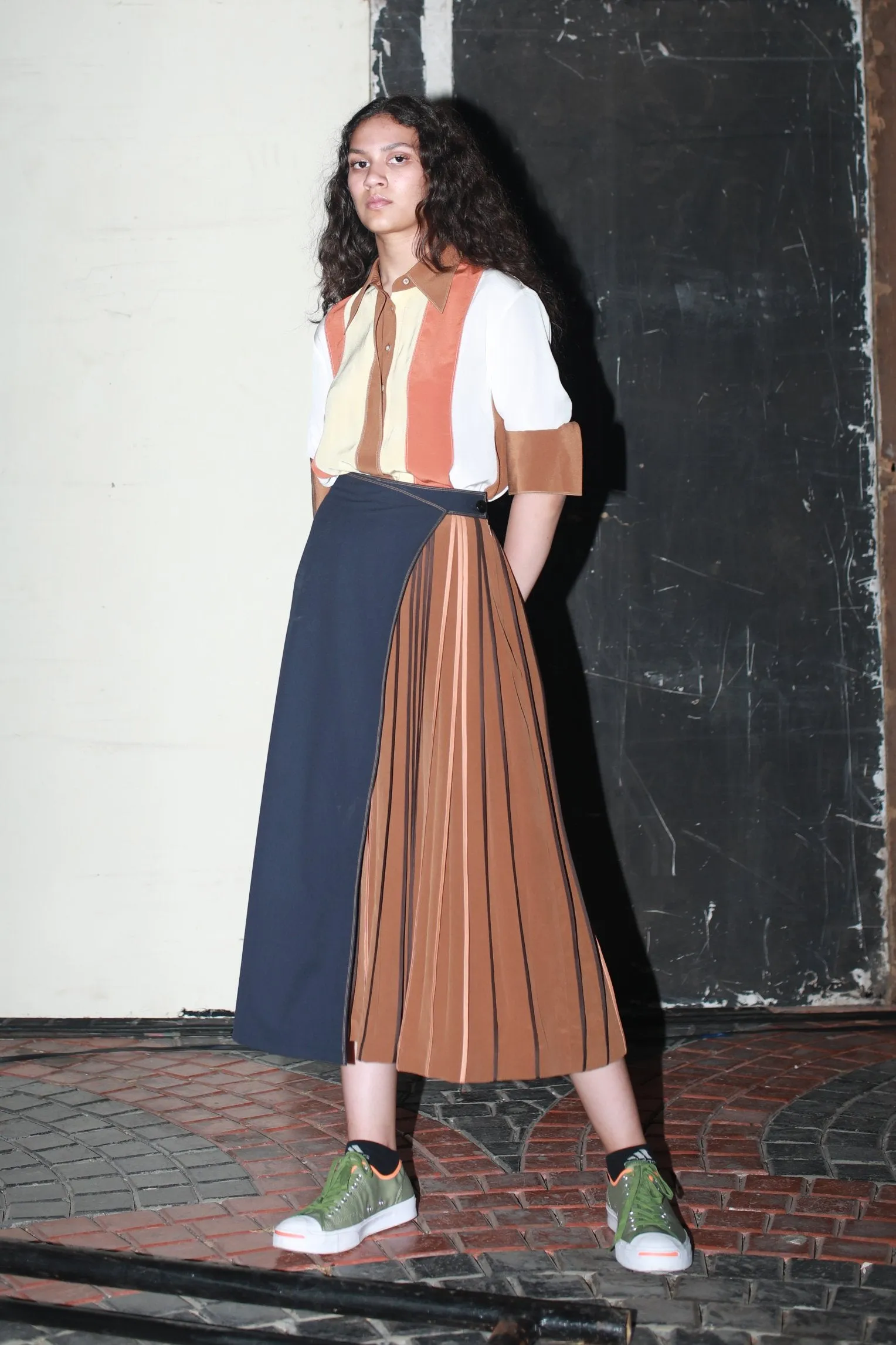 Colour-block Silk Shirt