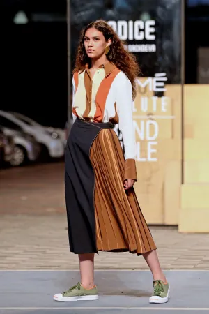 Colour-block Silk Shirt