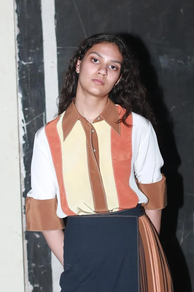 Colour-block Silk Shirt