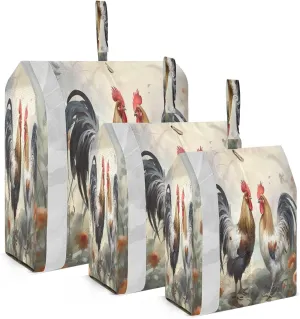 Couple Roosters Watercolor Packing Cubes for Travel 3 Set Compressible Packing Cubes Luggage Cubes for Travel