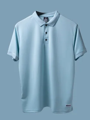 Cross Knit Sky Blue Polo T-shirt