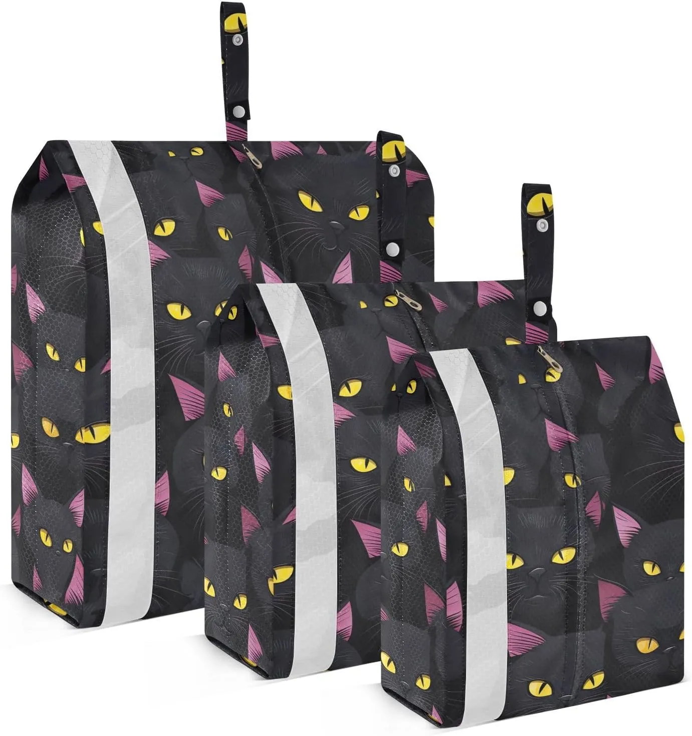 Cute Black Cat Packing Cubes for Travel 3 Set Compression Travel Bags Luggage Packing Organizers for Luggage