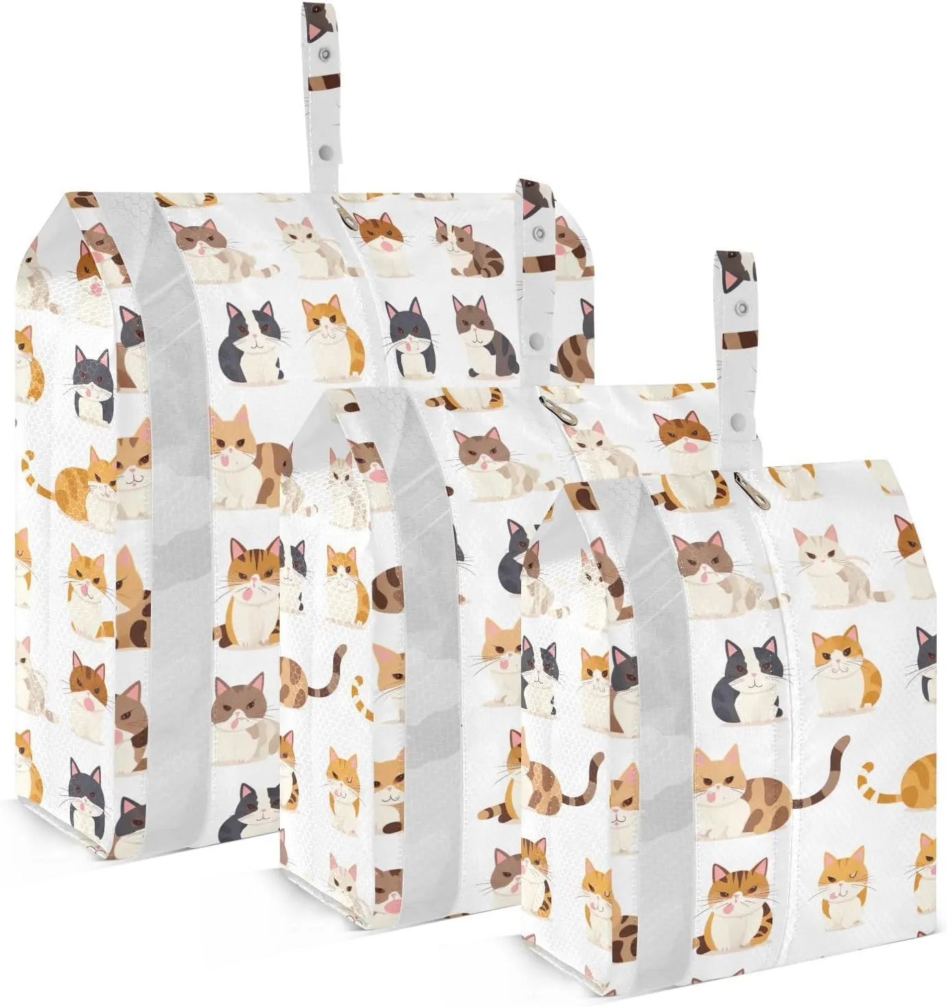 Cute Brown Cats Packing Cubes for Travel 3 Set Compression Packing Cube Luggage Bags for Luggage