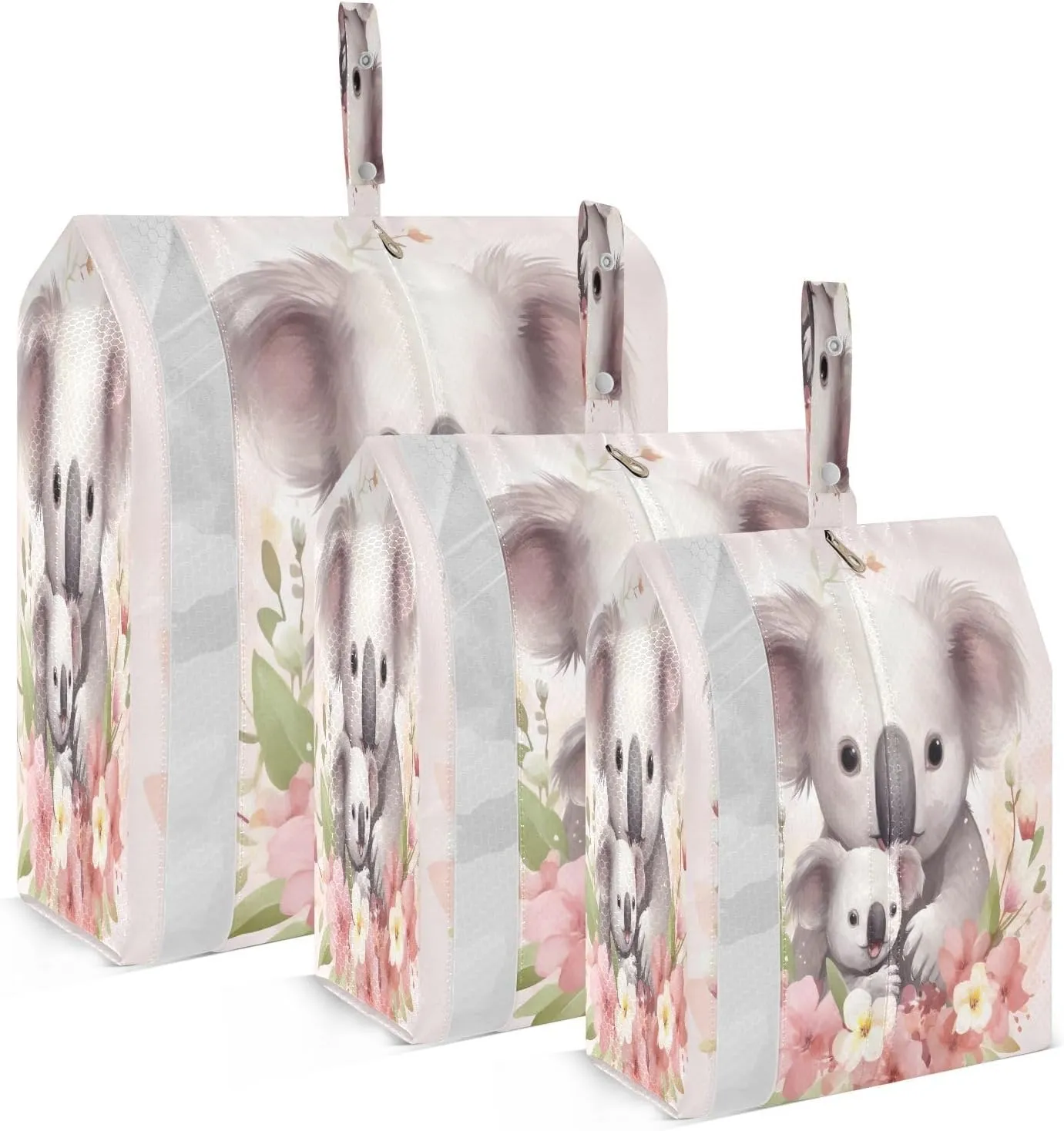 Cute Flowers Koala Packing Cubes for Travel 3 Set Large Packing Cubes Luggage Packing Organizers for Suitcase