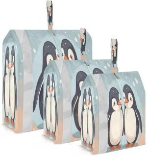 Cute Penguins Couples Packing Cubes for Travel 3 Set Packing Travel Organizer Cubes Luggage Bags for Woman Man