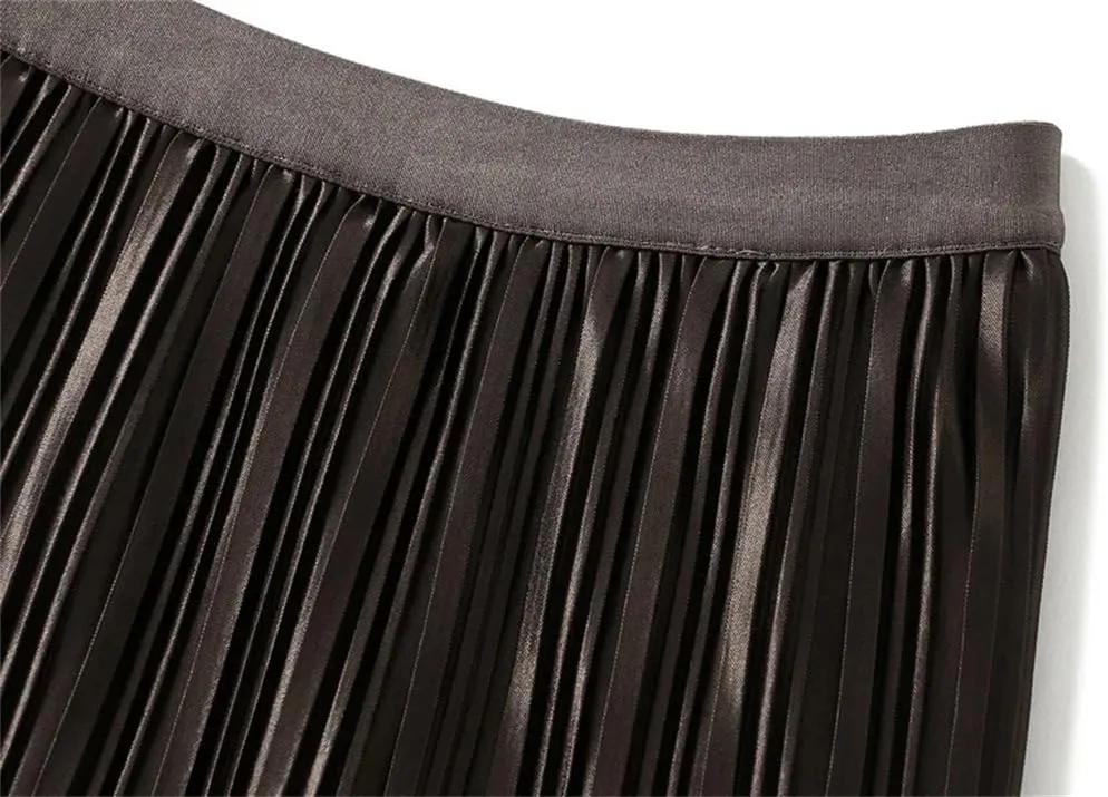 DBFBDTU Reversible Gradient Long Skirt Women Spring Summer A Line High Waist Pleated Midi Skirt Female