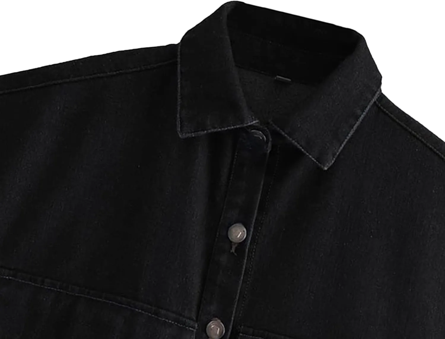 Denim Vest Women Button Down Polo Neck Cropped Loose Sleeveless Shirt Top Jean Jacket Coat with Pockets