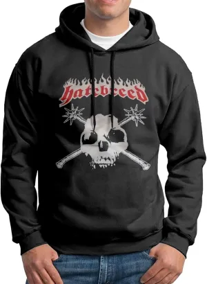 DHJANECT Mens Long Sleeve Top, American Metalcore Band Hatebraeed Hooded Sweatshirt, Quick-Dry Hooded Sportswear T-Shirts, Drawstring Pullover Hoodies Clothes For Teen Mens Xx-Large Black