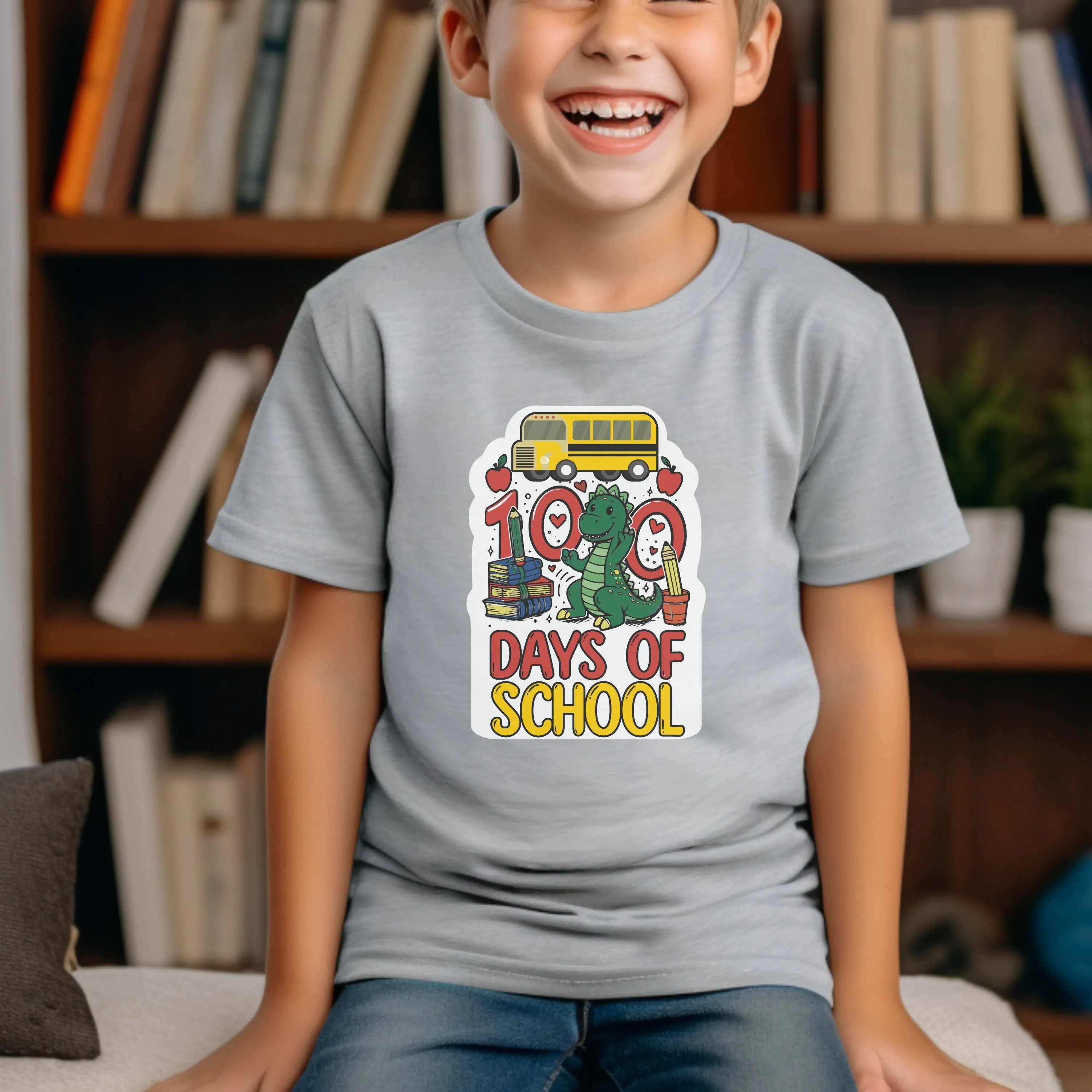 Dinosaur 100 Days of School Tee, Dino Boy, Girl T-Shirt, 100 Days of Learning, Teacher Shirt